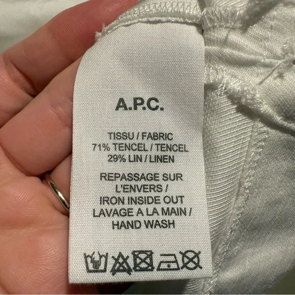 A.P.C.  Rue Madame Paris 3/4 sleeve ruffle front blouse tencel linen blend - Picture 5 of 7